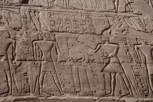 Rameses II (right) dedicating a temple to his god, Amun-Ra