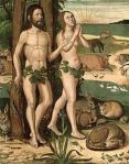 detail of "Adam and Eve in Eden" by Pere Mates